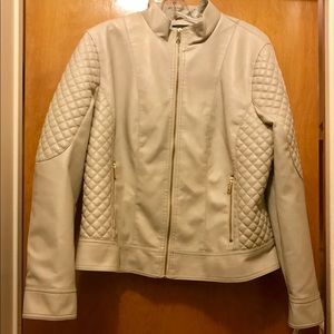 B2G1 free Beige faux leather quilted moto jacket
